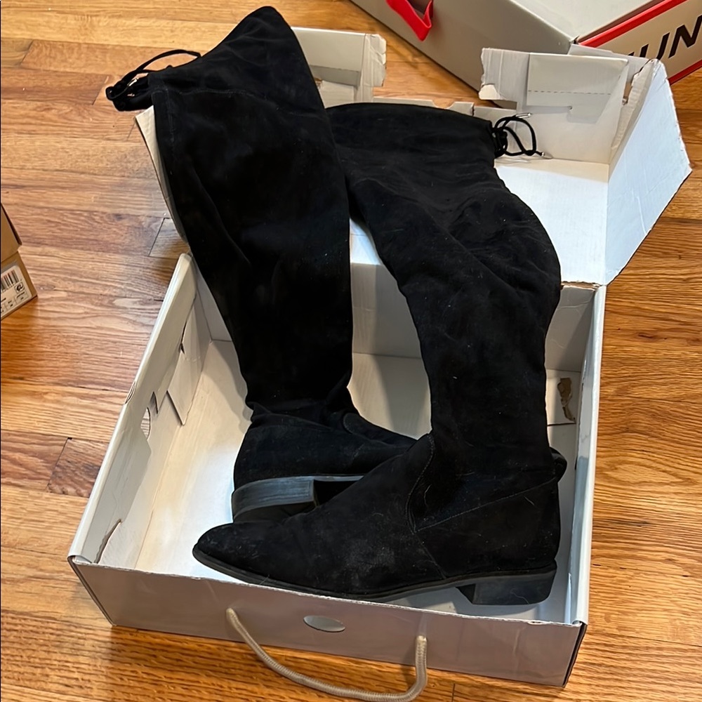 Marc Fisher Black Over the Knee Boots Suede